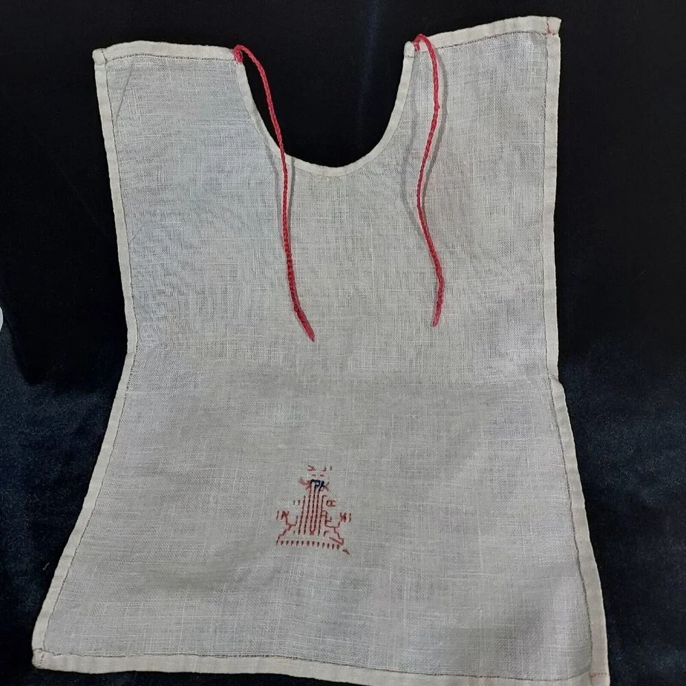 Baby Linen Antique Handmade Italy Saks Co Hand Embroidered Bib Placemat Case